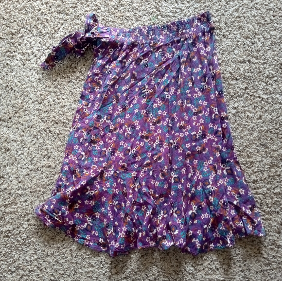 NEW Free People Linaelle Purple Floral Wrap Skirt Midi Ruffled Size S - Picture 5 of 8